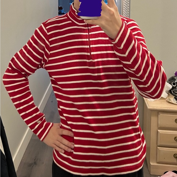 L.L. Bean Red and White Quarter-Zip Women’s Size M - Picture 5 of 7